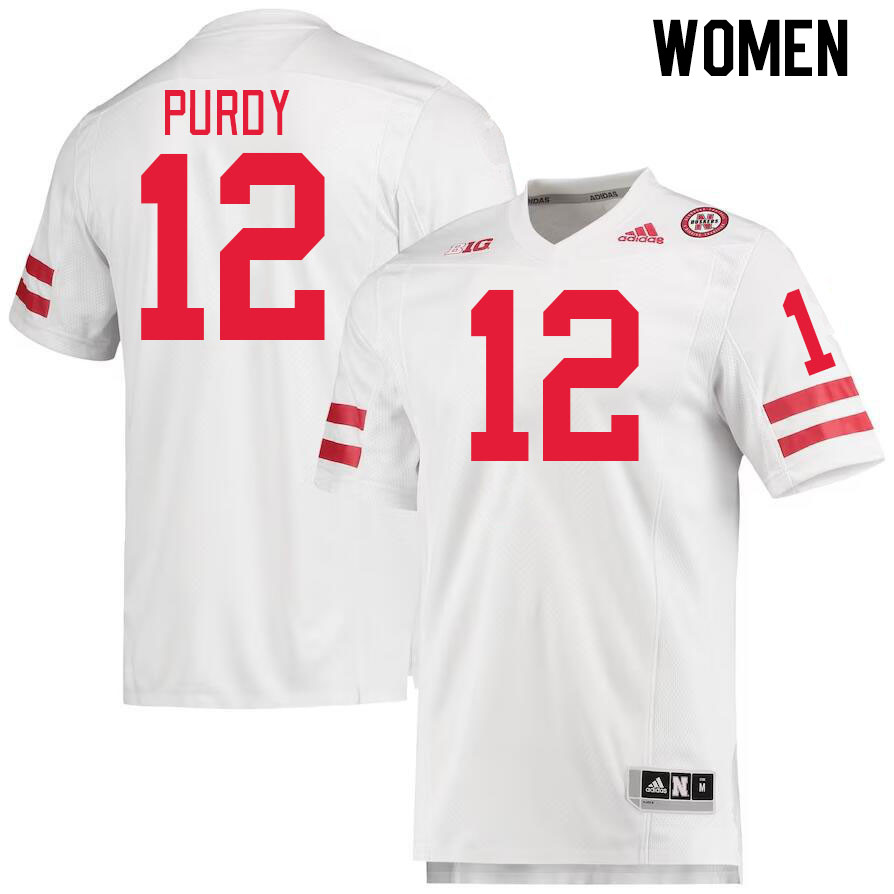 Women #12 Chubba Purdy Nebraska Cornhuskers College Football Jerseys Stitched Sale-White